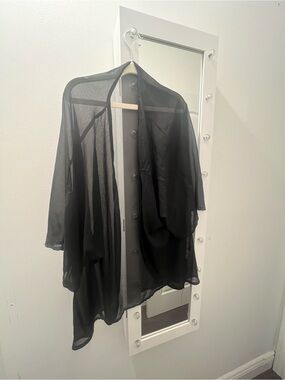 Sheer Black Open-Front Kimono - XXL